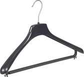 De Kledinghanger Gigant - 180 x Mantel / kostuumhanger kunststof zwart met schouderverbreding en broeklat, 42 cm
