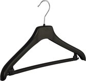 De Kledinghanger Gigant - 50 x Mantel / kostuumhanger kunststof zwart met schouderverbreding en broeklat, 38 cm