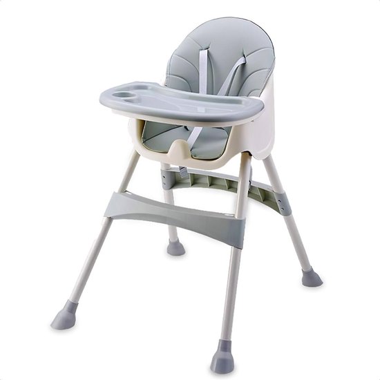 Buxibo 2in1 Baby Kinderstoel - Verstelbare Poten - Afneembare Dienblad - Eetstoel/Kinderstoeltje/Newborn - 92x62x77cm - Grijs