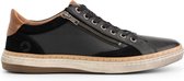 Travelin' Daventry Herensneaker - Leren veterschoen met rits - Zwart leer - Maat 44