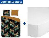 Luxe Dekbedovertrek Eenpersoons - 140x200/220cm - Inclusief 1 Kussensloop - 100% Zacht Polyester - Jordan + Zachte Katoenen Hoeslaken -100x200cm - Wit