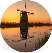 WallCircle - Wandcirkel ⌀ 30 - Molen - Zonsondergang - Wieken - Ronde schilderijen woonkamer - Wandbord rond - Muurdecoratie cirkel - Kamer decoratie binnen - Wanddecoratie muurcirkel - Woonaccessoires