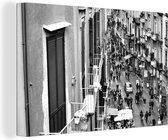 Peinture sur toile Naples d'en haut - noir et blanc - 150x100 cm - Décoration murale