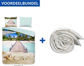 Luxe Dekbedovertrek Eenpersoons - 140x200/220cm - Inclusief 1 Kussensloop - 100% Zacht Polyester - Moana + Wasbaar Microfiber Dekbed - 140x200cm - Wit