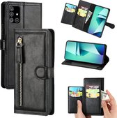 Samsung Galaxy A21s Book case met ritssluiting - Flipcover - Magnetisch - 5 kaarten houder - Zwart