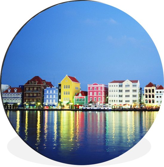 WallCircle - Wandcirkel - Muurcirkel - Curaçao - Skyline - Willemstad - Aluminium - Dibond - ⌀ 60 cm - Binnen en Buiten