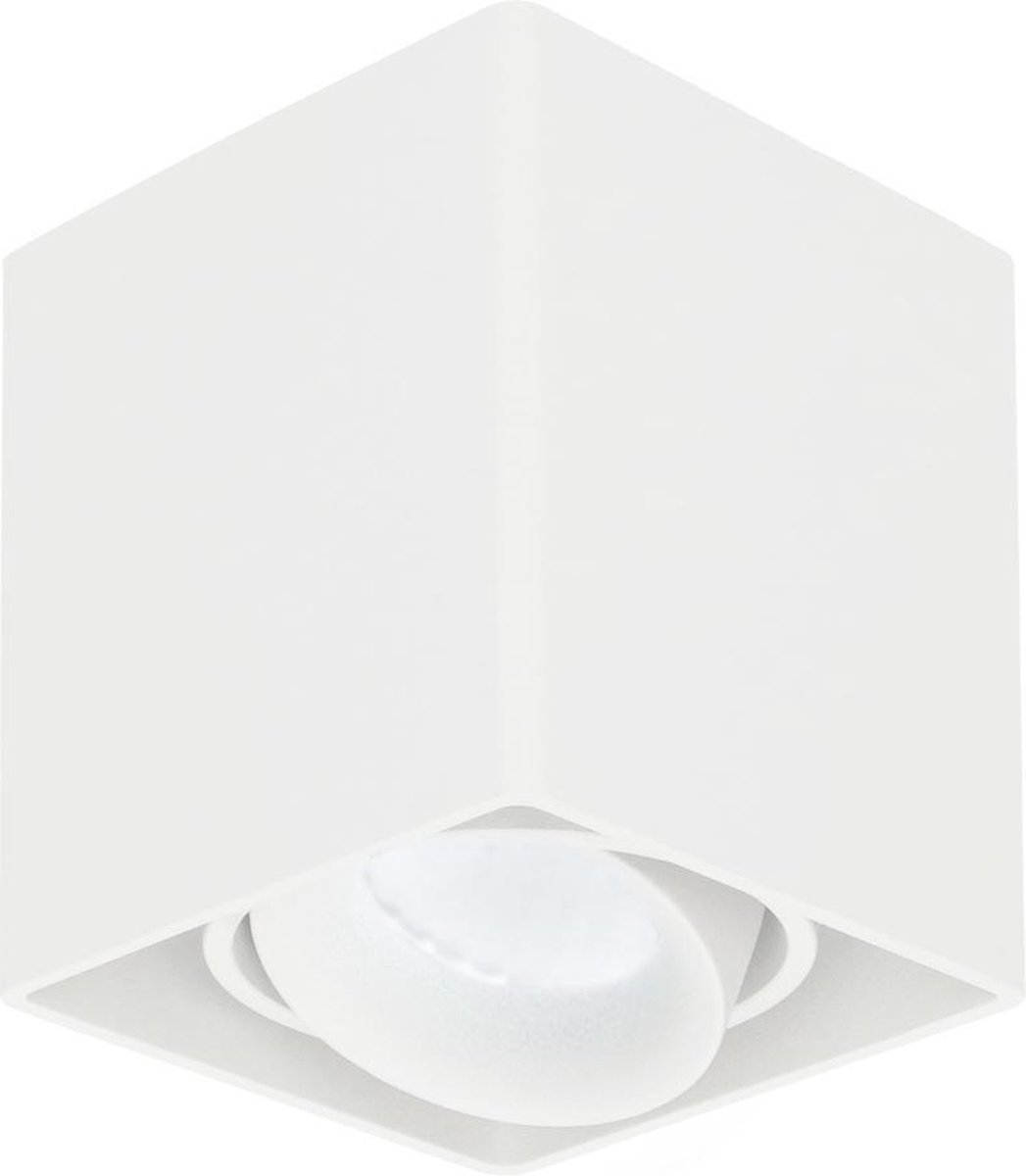HOFTRONIC Esto - Plafondspot Wit Opbouw - Kantelbaar en Dimbaar - Verwisselbare GU10 Spot - 5000K Daglicht wit - 5 Watt 400 lumen - 95x95x105mm - IP20 voor woonkamer, slaapkamer en gang - Plafondverlichting binnen