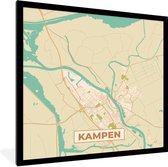 Fotolijst incl. Poster - Plattegrond - Kampen - Vintage - 40x40 cm - Posterlijst - Stadskaart