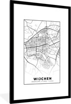 Fotolijst incl. Poster - Kaart - Wijchen - Zwart - Wit - 80x120 cm - Posterlijst