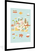 Wereldkaart Kinderen - Europa - Kleuren - Schoolplaat - Kinderkamer - 80x120 cm