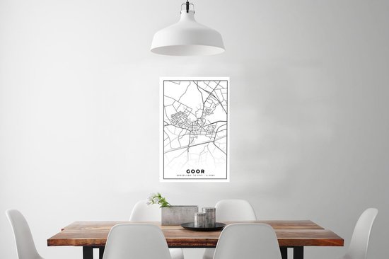 Affiche Carte - Goor - Zwart - Wit - 40x60 cm
