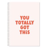 Notitieboek You totally got this - A5 - Softcover - gelijnd - roze