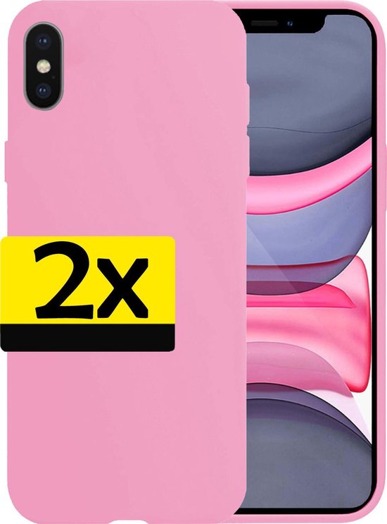 Coque iPhone X Siliconen iPhone X - Coque iPhone X Rose - 2 Pièces
