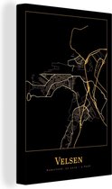 Peinture sur toile Carte - Velsen - Luxe - Or - Zwart - 80x120 cm - Décoration murale