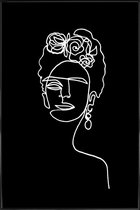 JUNIQE - Poster in kunststof lijst Frida BW -20x30 /Wit & Zwart