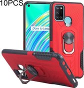 10 PCS Shield Armor PC + TPU-beschermhoes met 360 graden rotatieringhouder voor OPPO Realme C17 (rood)