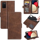 Voor Samsung Galaxy A03s Dual-side Magnetische Gesp Horizontale Flip Lederen Case met Houder & Kaartsleuven & Portemonnee (Bruin)
