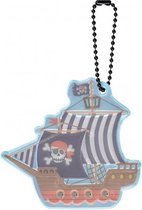 sleutelhanger Glimmis piratenschip 13 cm blauw/bruin