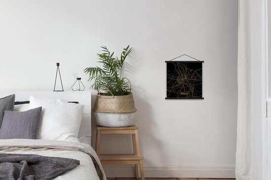 Porte-affiche avec affiche - Affiche scolaire - Carte - Berlin - Or - Zwart - 40x40 cm - Lattes noires