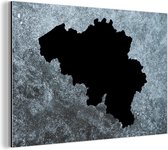 Wanddecoratie Metaal - Aluminium Schilderij Industrieel - Kaart - België - Grijs - 60x40 cm - Dibond - Foto op aluminium - Industriële muurdecoratie - Voor de woonkamer/slaapkamer