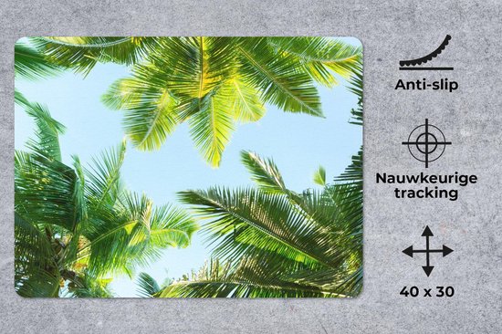 Muismat Groot - Palmblad - Lucht - Zomer - 40x30 cm - Mousepad - Muismat