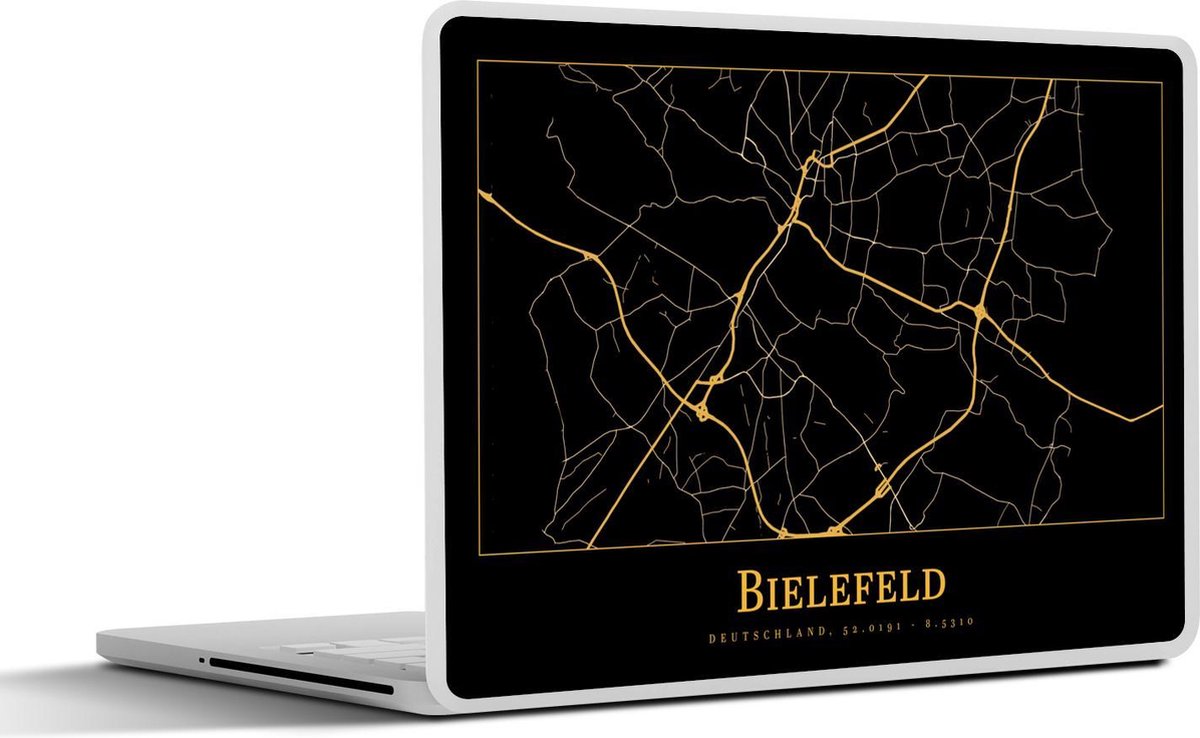 Laptop sticker - 12.3 inch - Kaart - Bielefeld - Goud - Zwart - 30x22cm - Laptopstickers - Laptop skin - Cover
