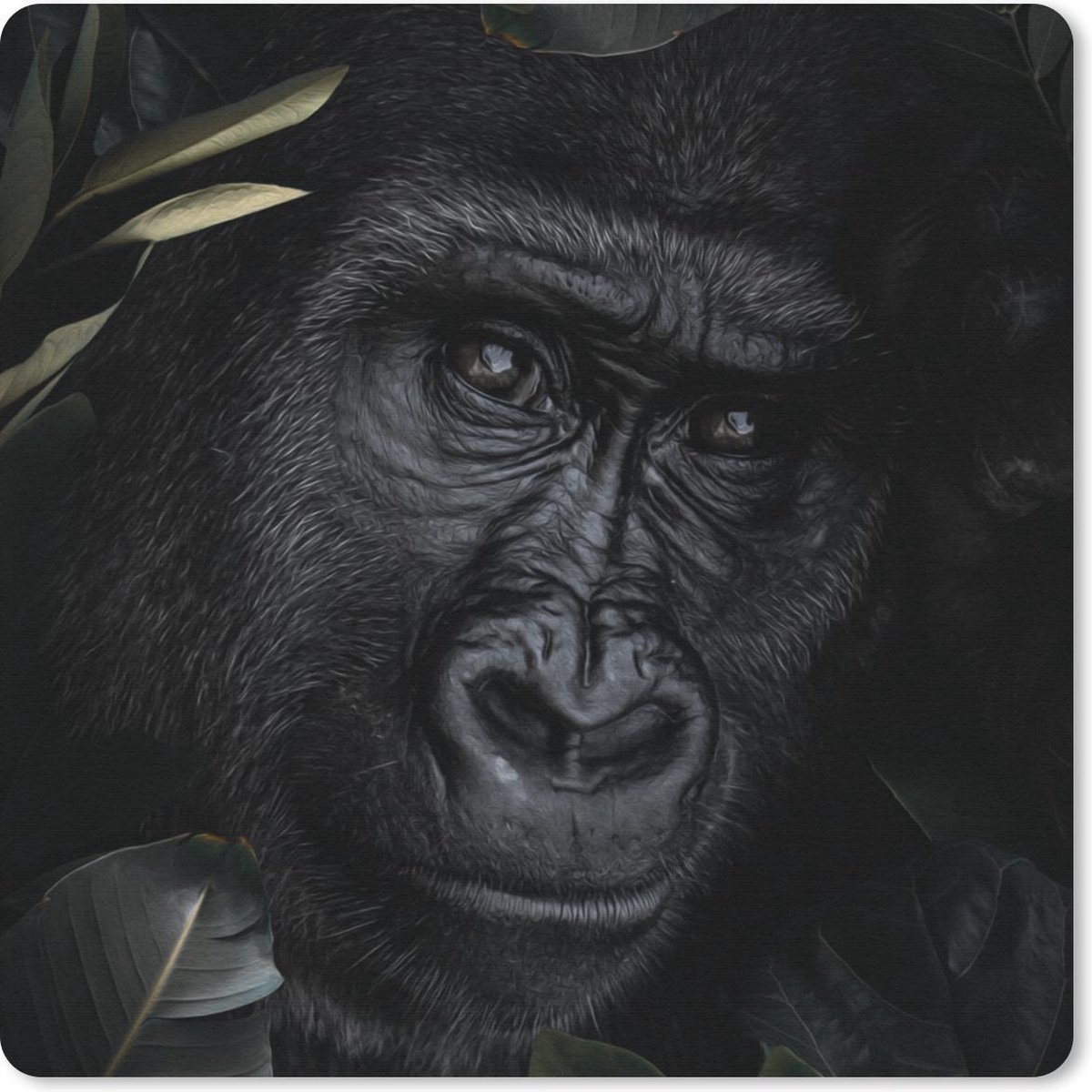 Muismat 20x20 cm - Mousepad Aap - Dieren - Bladeren - Botanisch - Muismatten