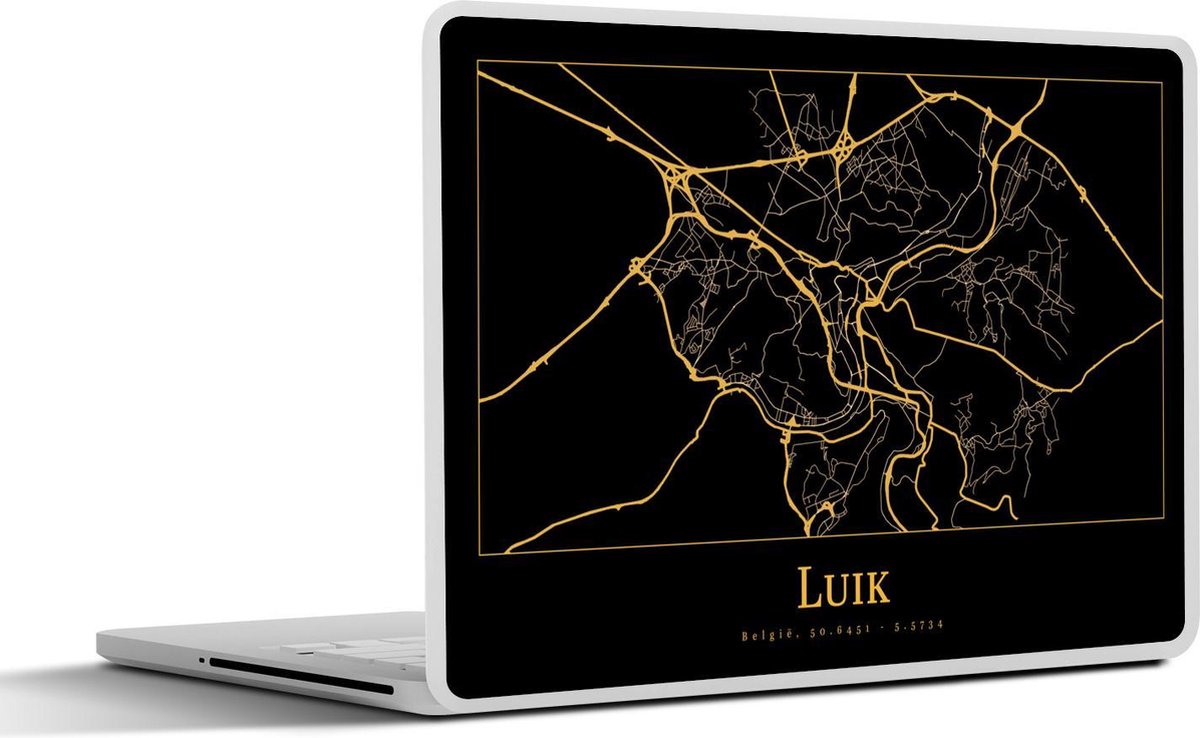 Laptop sticker - 10.1 inch - Kaart - Luik - Goud - Zwart - 25x18cm - Laptopstickers - Laptop skin - Cover