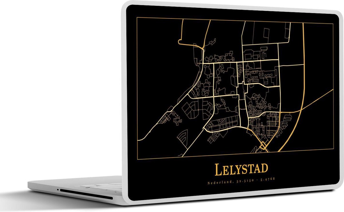 Afbeelding van product SleevesAndCases  Laptop sticker - 11.6 inch - Kaart - Lelystad - Goud - Zwart