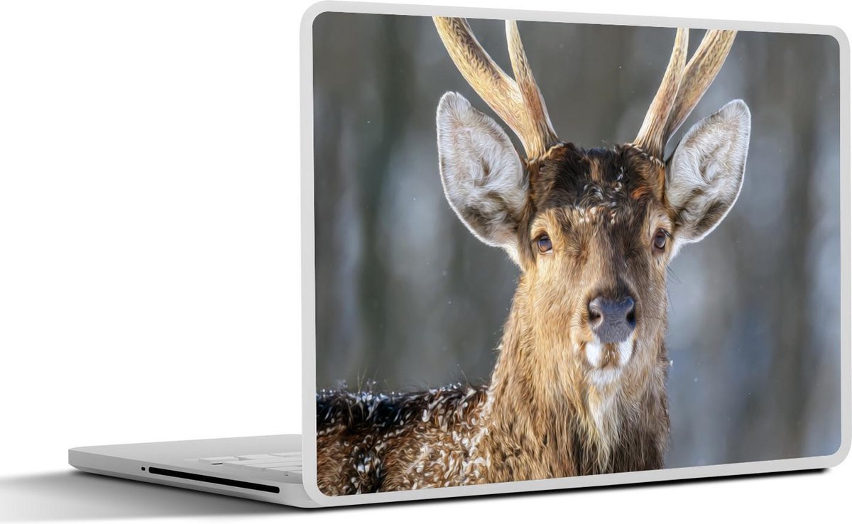 Laptop sticker - 15.6 inch - Hert - Gewei - Bruin - Wit - 36x27,5cm - Laptopstickers - Laptop skin - Cover