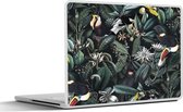 Laptop sticker - 10.1 inch - Bloemen - Toekan - Bladeren - 25x18cm - Laptopstickers - Laptop skin - Cover
