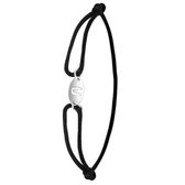 Lucardi Dames Satijnen koordarmband initial - Staal - Armband - Cadeau - 22 cm - Zilverkleurig