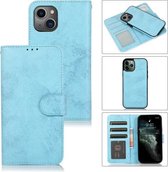 Retro 2 in 1 afneembare horizontale flip lederen hoes met kaartsleuven en portemonnee voor iPhone 13 Pro Max (blauw)