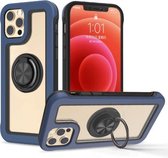 Crystal PC + TPU schokbestendig hoesje met 360 graden roterende ringhouder voor iPhone 11 Pro Max (kobaltblauw + zwart)