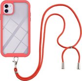 Starry Sky Solid Color Series Schokbestendige pc + TPU-beschermhoes met nekriem voor iPhone 11 (rood)