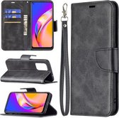 Voor OPPO A94 5G/F19 Pro+ 5G/Reno5 Z Retro Lamsvacht Textuur Pure Kleur Horizontale Flip PU Lederen Case met Houder & Kaartsleuven & Portemonnee & Lanyard (Zwart)