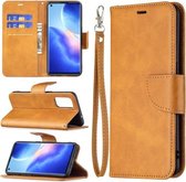 Voor OPPO Reno5 5G Retro Lamsvacht Textuur Pure Kleur Horizontale Flip PU Lederen Case met Houder & Kaartsleuven & Portemonnee & Lanyard (Geel)
