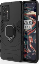 OnePlus 9 Hoesje - Mobigear - Armor Ring Serie - TPU Backcover - Zwart - Hoesje Geschikt Voor OnePlus 9