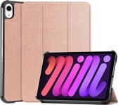 Apple iPad Mini 6 Hoesje Tri-Fold Book Case met Standaard Roze Goud