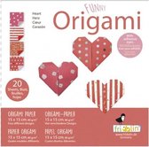 origami Hartjes vouwen 15 x 15 cm 20 stuks rood