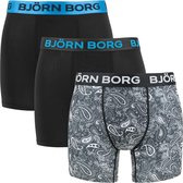 Björn Borg performance 3P print zwart & wit - S