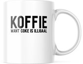 Grappige Mok met tekst: koffie (want coke is illigaal) | Halloween Decoratie | Grappige Cadeaus | Koffiemok | Koffiebeker | Theemok | Theebeker