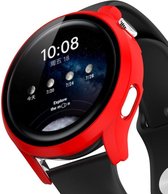 Huawei Watch 3 Case Hard Plastic Bumper met Tempered Glass Rood