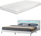 Bed Taastrup met LED-verlichting matras 180x200 cm wit