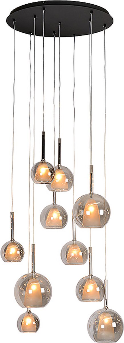 Atmooz - Hanglamp Saigon - Industrieel - Woonkamer / Slaapkamer / Eetkamer - Plafondlamp - Zwart - Hoogte 140cm - Metaal en glas