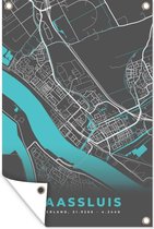 Tuinposter - Tuindoek - Tuinposters buiten - Stadskaart - Maassluis - Grijs - Blauw - 80x120 cm - Tuin - Plattegrond