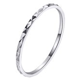 Tracelet - Zilveren Ringen - Ring met spiegel effect - Smal model met diamant patroon - 925 Sterling Zilver - 925 Keurmerk Stempel - 925 Zilver Certificaat - In Leuke Cadeauverpakk