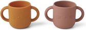 Gene Silicone Cup - 2 Pack Cat Dark Rose | Liewood
