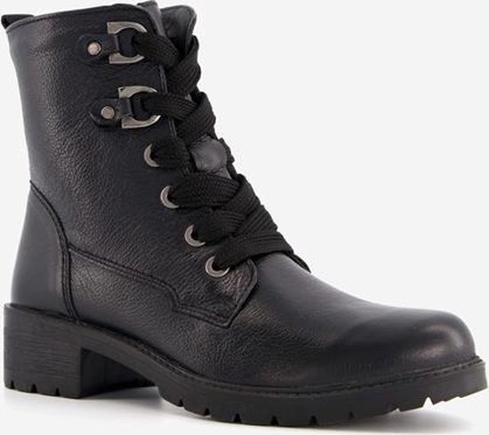 Hush Puppies leren dames veterboots - Zwart - Maat 42 - Echt leer -  Uitneembare zool | bol.com
