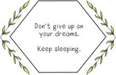 Don't give up on your dreams - Wenskaart met envelop - Grappige teksten - Engels - Motivatie - Wijsheden